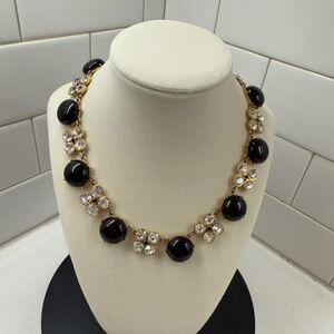 ANN TAYLOR Rhinestone and Onyx Bead Necklace